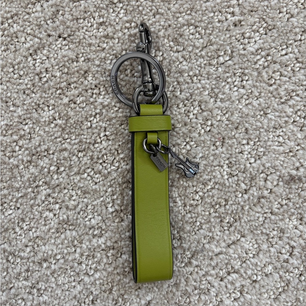 NWOT Coach Leather Keychain with Silver Hardware